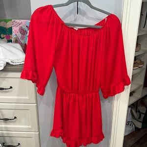 Red off the shoulder Romper